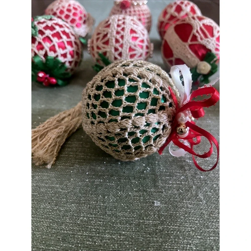 Vintage Crocheted Christmas Ornaments Set of 7~Beautiful!